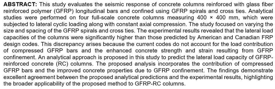Peak Lateral Load Prediction Analysis for GFRP Reinforced Concrete Columns under Seismic Loading — figure 2