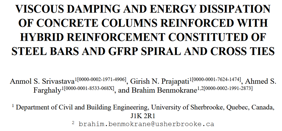 Viscous Damping and Energy Dissipation of Concrete Columns Reinforced with Hybrid Reinforcement Constituted of Steel Bars and GFRP Spiral and Cross Ties — figure 1